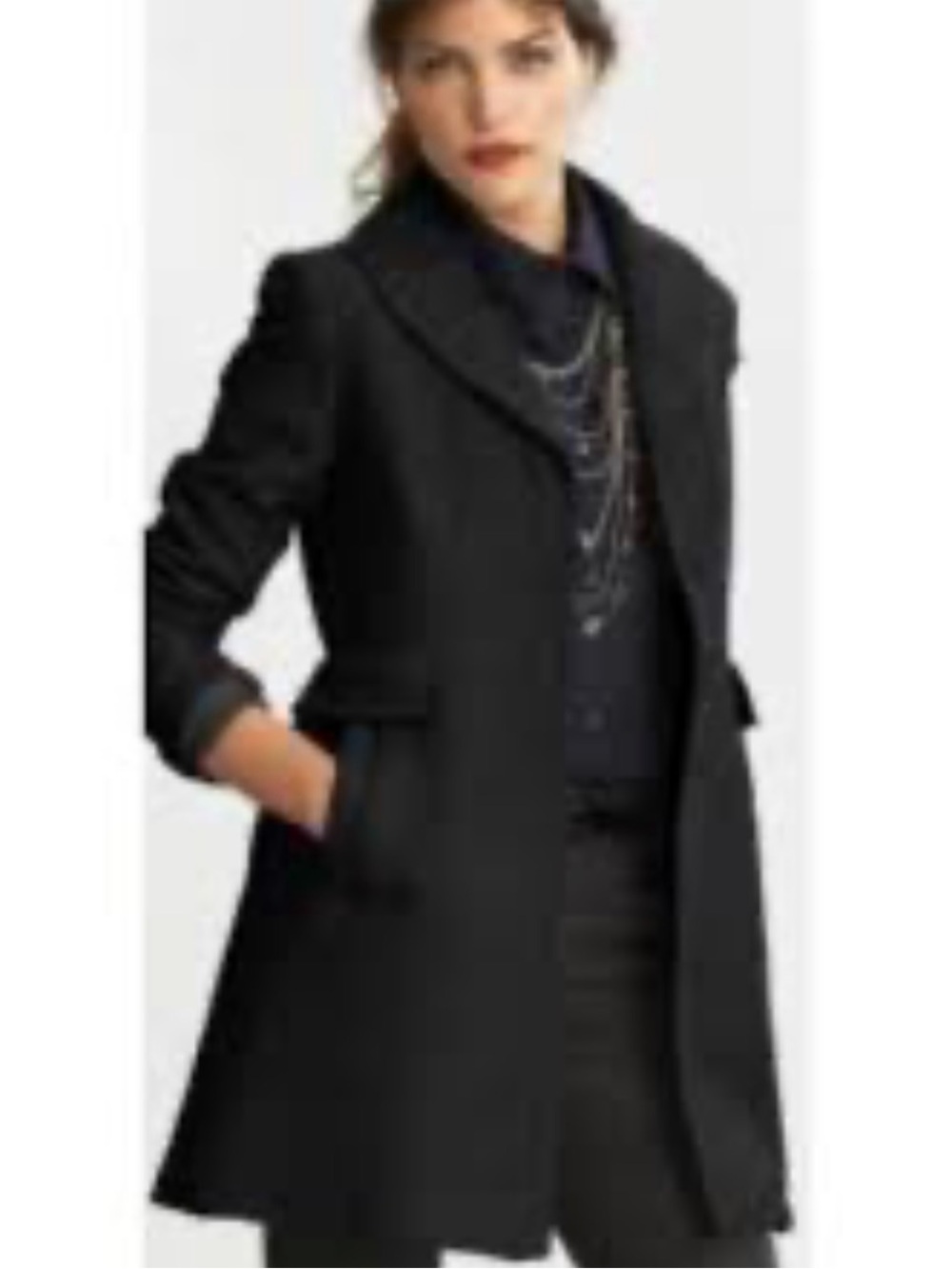 Banana Republic Women's Wool-Blend Pea Coat Black Like New